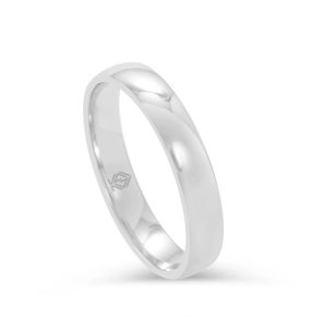 WHITE GOLD SHINY WEDDING BAND COMFORT FIT