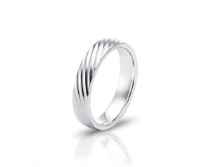 White Gold Matte Wedding Band with shiny Lines 