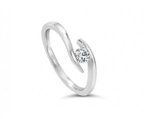 Spiral Tension Set Diamond Ring