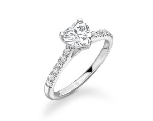 Heart-Shaped Pave Setting Engagement Ring 