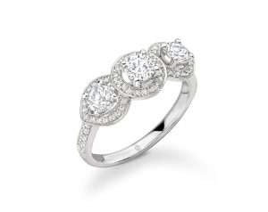Round Cut Trilogy Diamonds Engagement Ring 