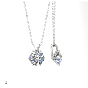 White Gold 6-Prong Round Diamond Pendant 
