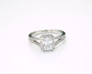 Beyoncé-Inspired Split Shank Emerald Cut Diamond Ring