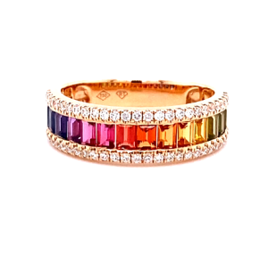 Rose Gold Diamond & Sapphire Multirow Ring