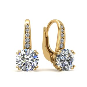 Yellow Gold Leverback Lab-Grown Diamond Earrings