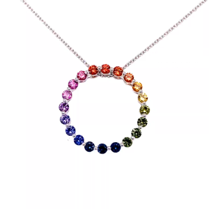 Rainbow Sapphire Circle Pendant