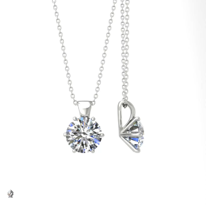 White Gold 6-Prong Round Shape Diamond Pendant