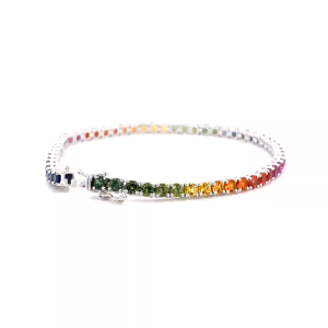 Rainbow Sapphire Riviere Tennis Bracelet