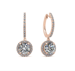 round shape diamond hanging hoop earrings