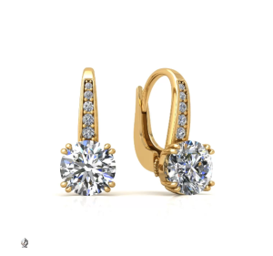 round shape milgrain leverback diamond earrings