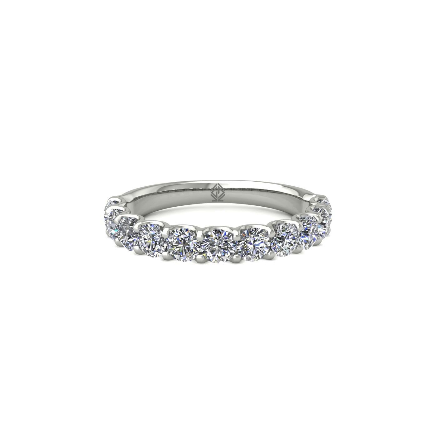 Eternity Ring with Prong Set Heart Shaped Diamonds in 18k White Gold