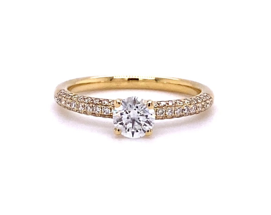 18k yellow gold round cut bombay diamond engagement ring set with gia certified center 0,41 ct f vs2 Photos & images