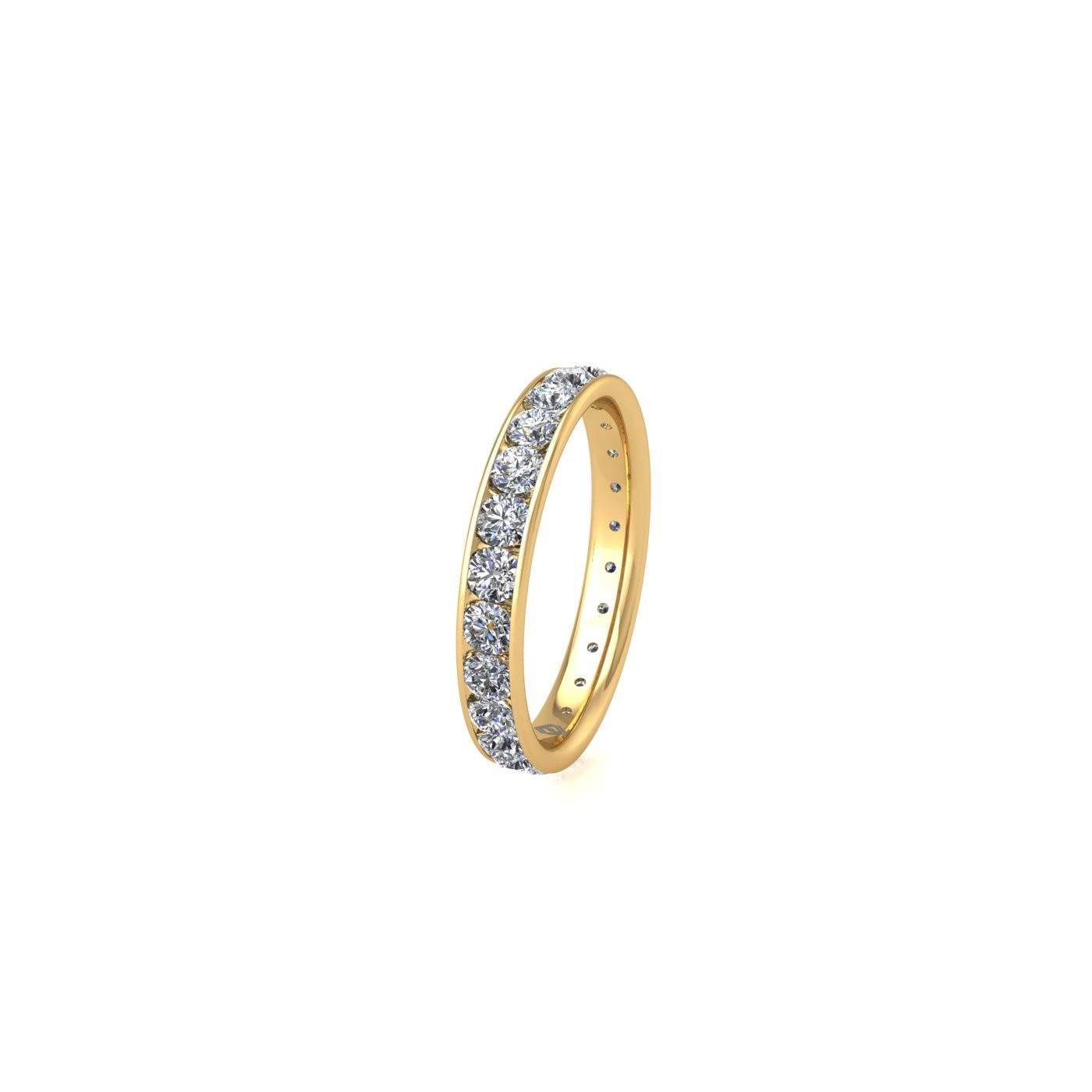 18k yellow gold diamond channel set full eternity ring Photos & images