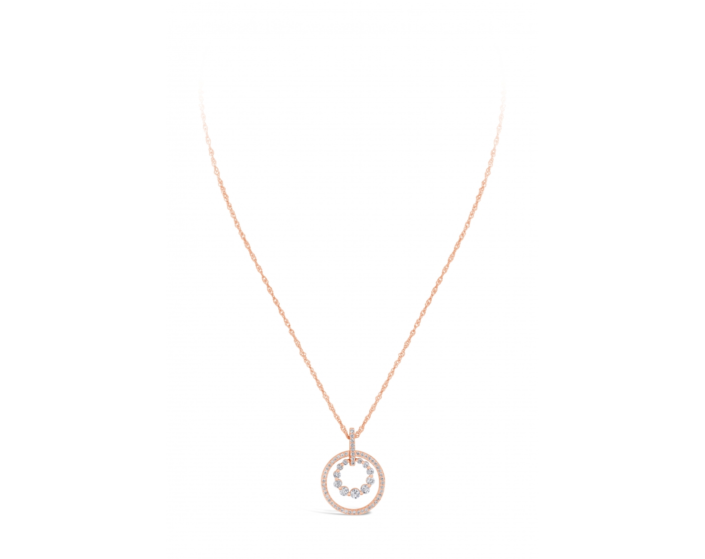18k rose gold double circle pendant with upstones Photos & images