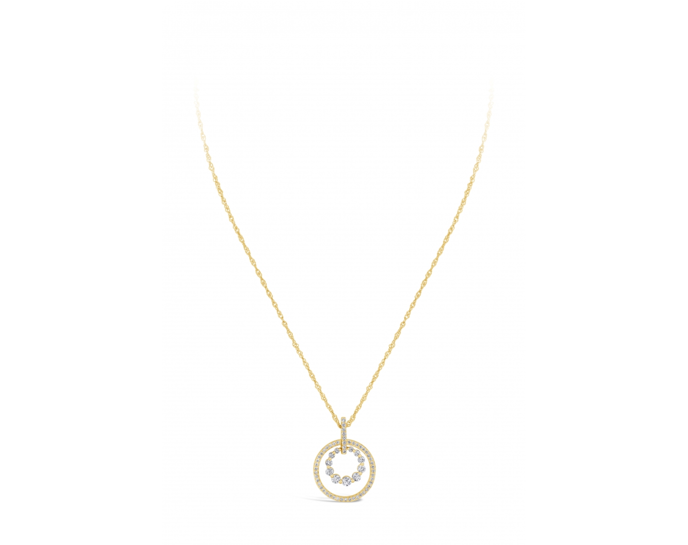 18k yellow gold double circle pendant with upstones Photos & images