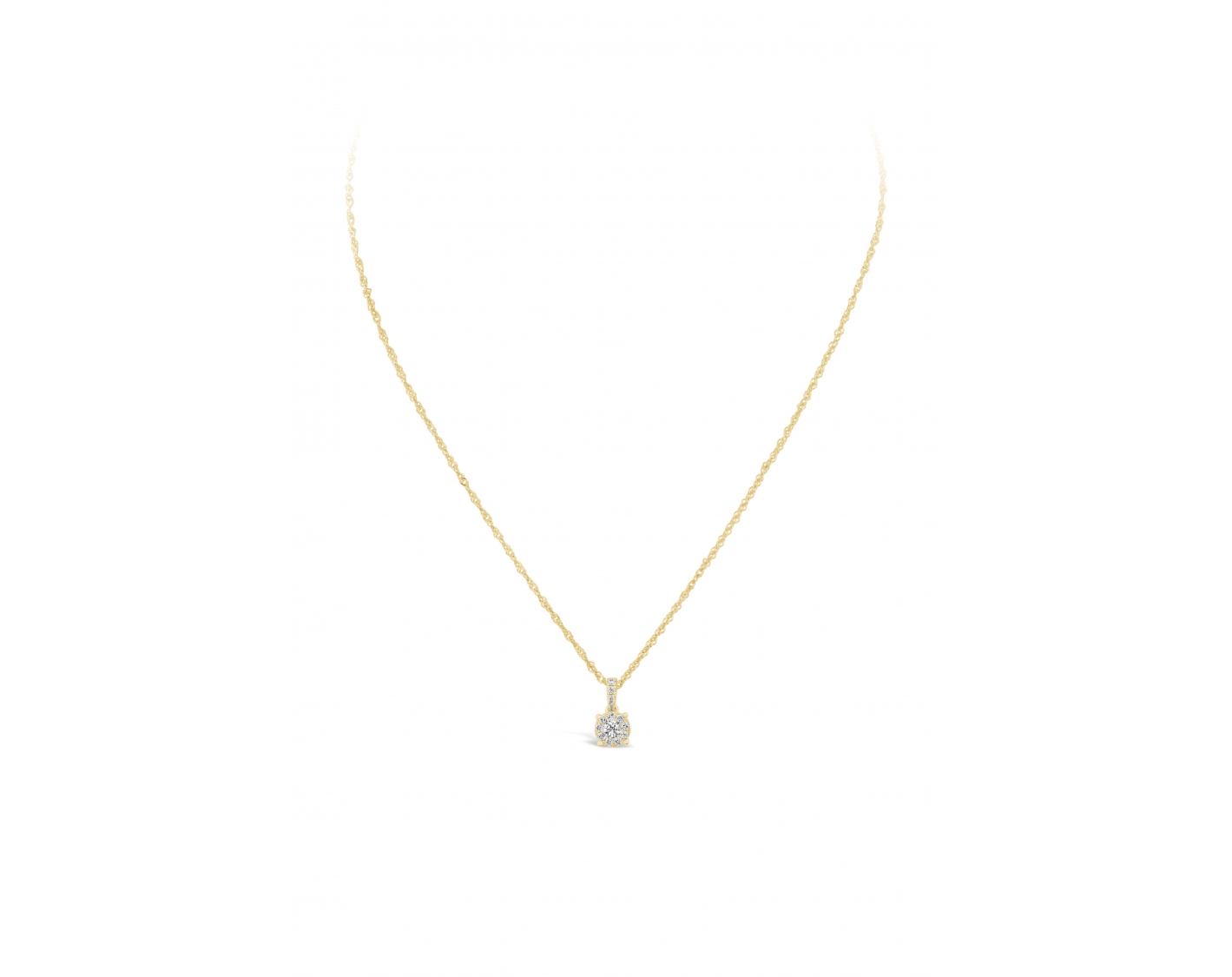 18k yellow gold halo illusion set diamond pendant with upstones