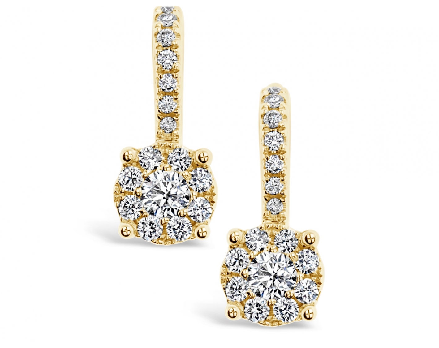 18k yellow gold halo illusion set diamond earrings with upstones Photos & images