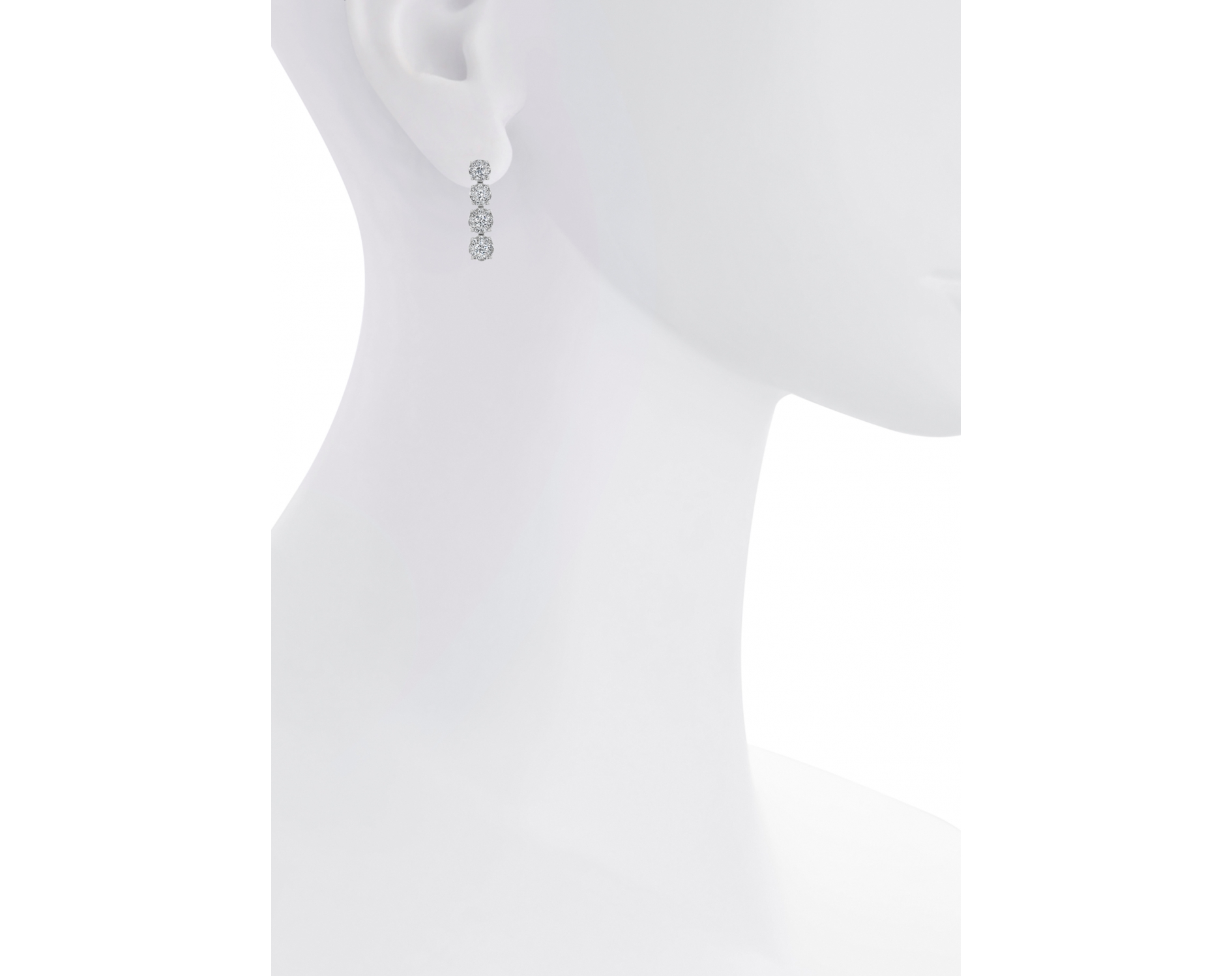 18k white gold halo illusion set hanging diamond earrings