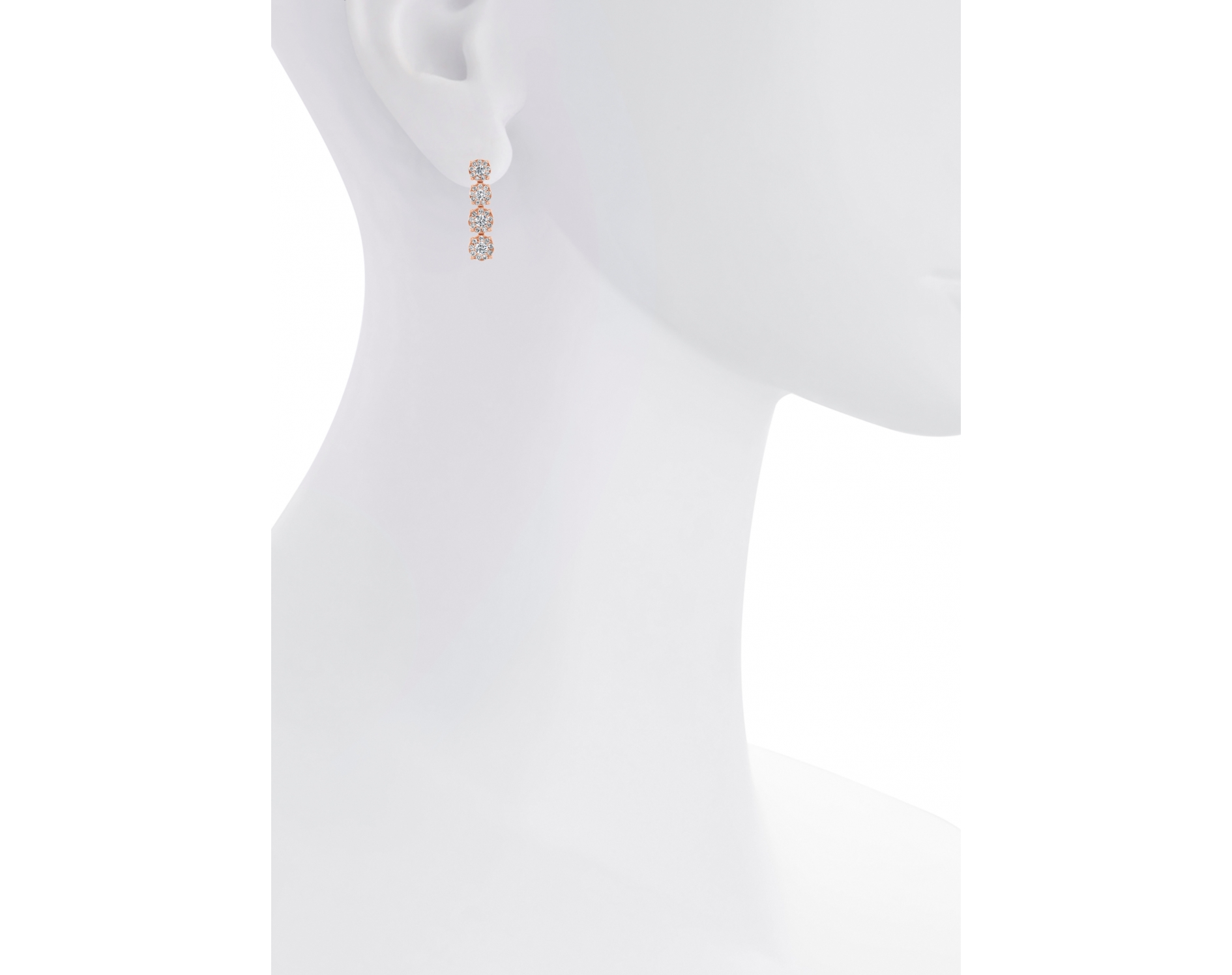 18k rose gold halo illusion set hanging diamond earrings