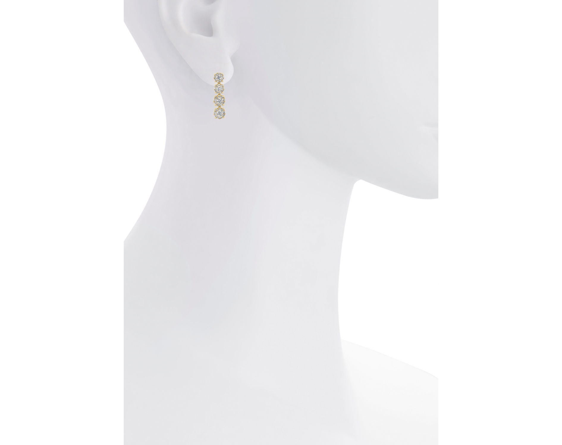 18k yellow gold halo illusion set hanging diamond earrings