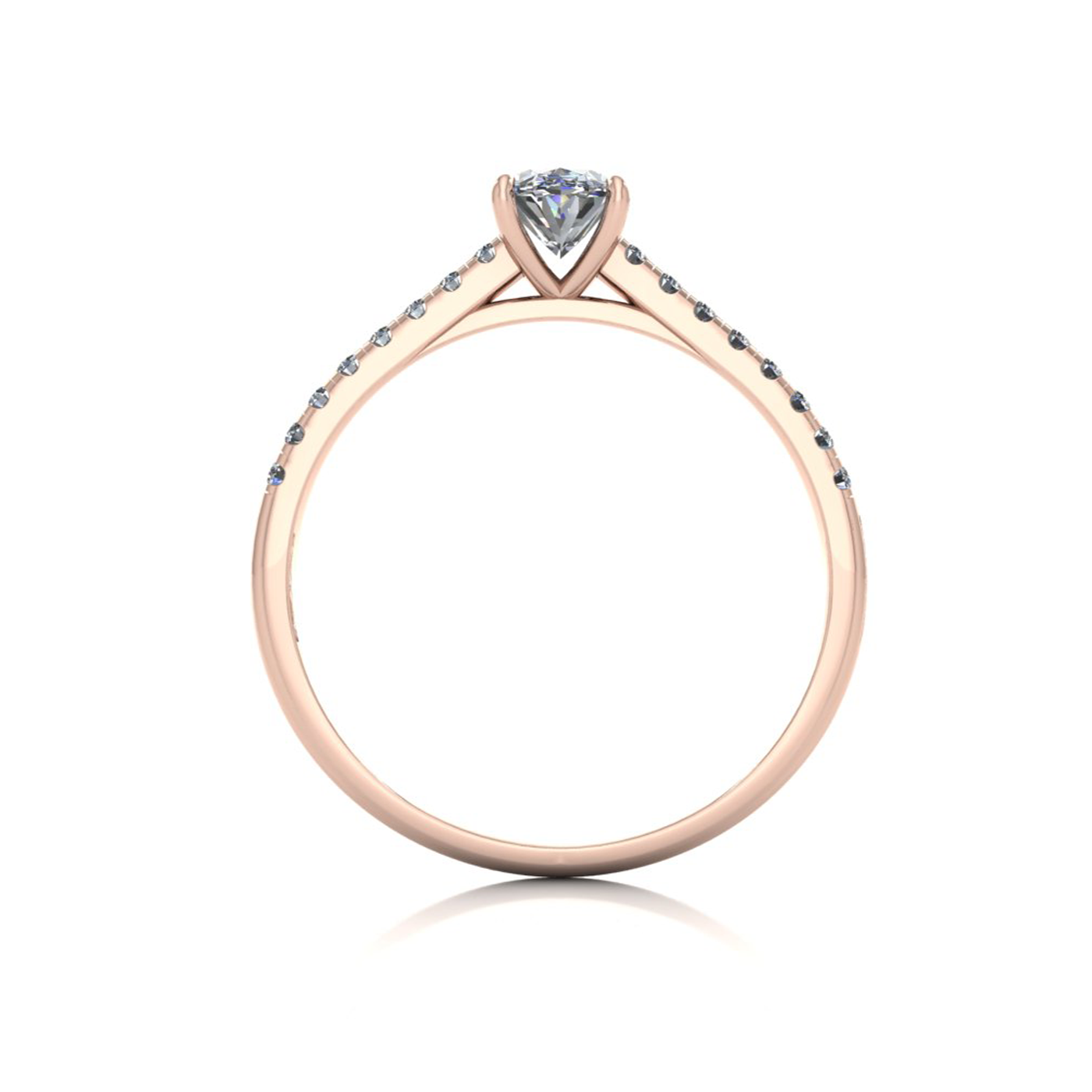 18k rose gold  0,50 ct 4 prongs oval cut diamond engagement ring with whisper thin pavÉ set band