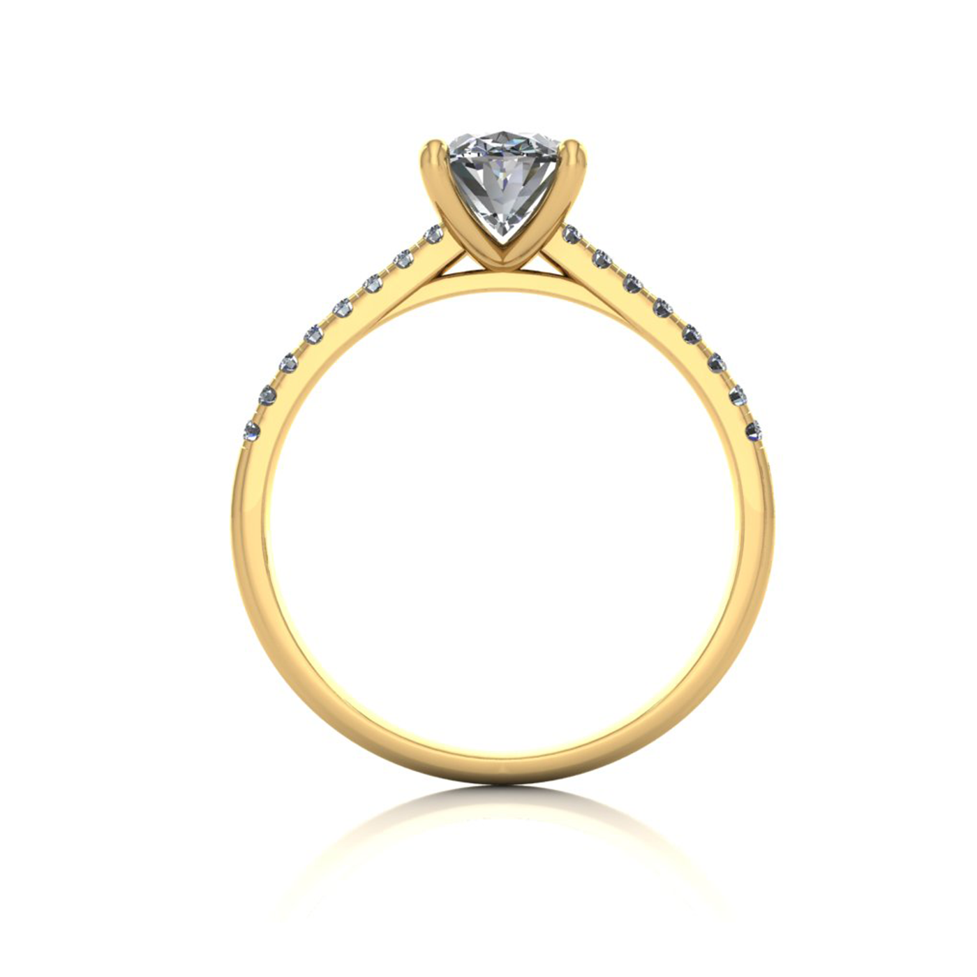 18k yellow gold  1,00 ct 4 prongs oval cut diamond engagement ring with whisper thin pavÉ set band