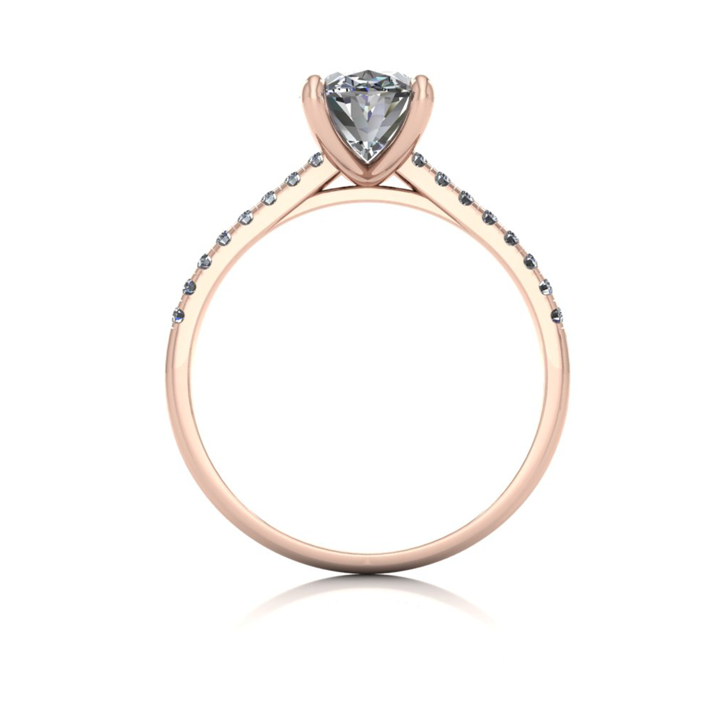 18k rose gold  1,50 ct 4 prongs oval cut diamond engagement ring with whisper thin pavÉ set band
