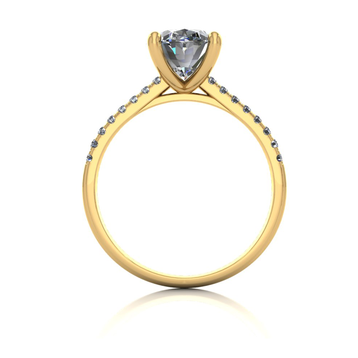 18k yellow gold  2,00 ct 4 prongs oval cut diamond engagement ring with whisper thin pavÉ set band
