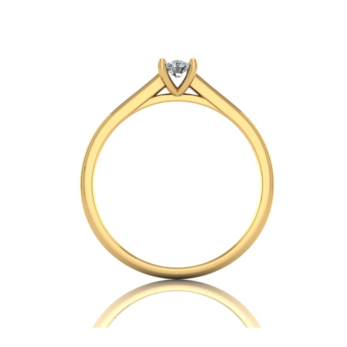 18k yellow gold  0,30 ct 4 prongs solitaire elongated cushion cut diamond engagement ring with whisper thin band