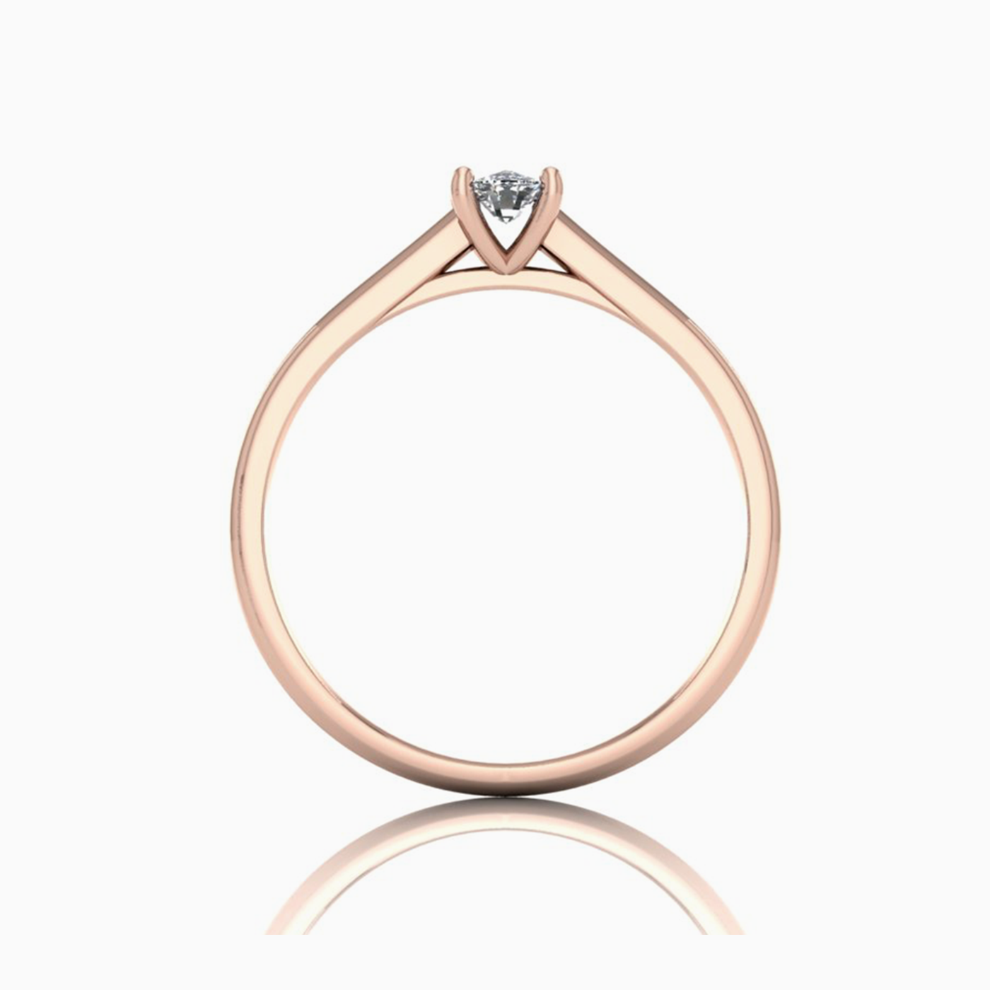 18k rose gold  0,30 ct 4 prongs solitaire elongated cushion cut diamond engagement ring with whisper thin band
