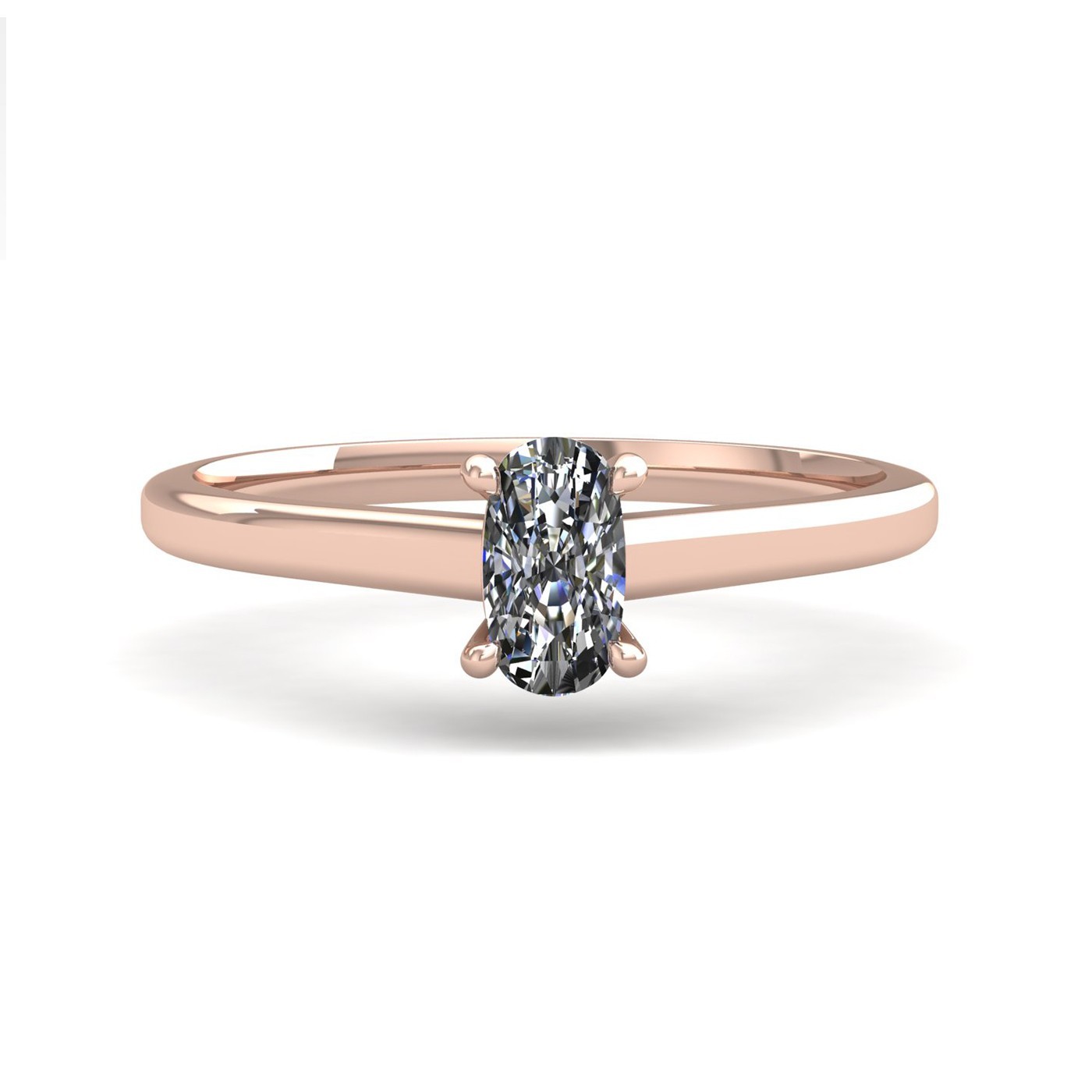18k rose gold  0,50 ct 4 prongs solitaire elongated cushion cut diamond engagement ring with whisper thin band Photos & images