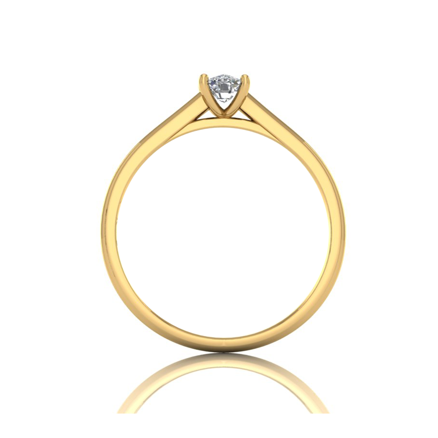 18k yellow gold  0,50 ct 4 prongs solitaire elongated cushion cut diamond engagement ring with whisper thin band
