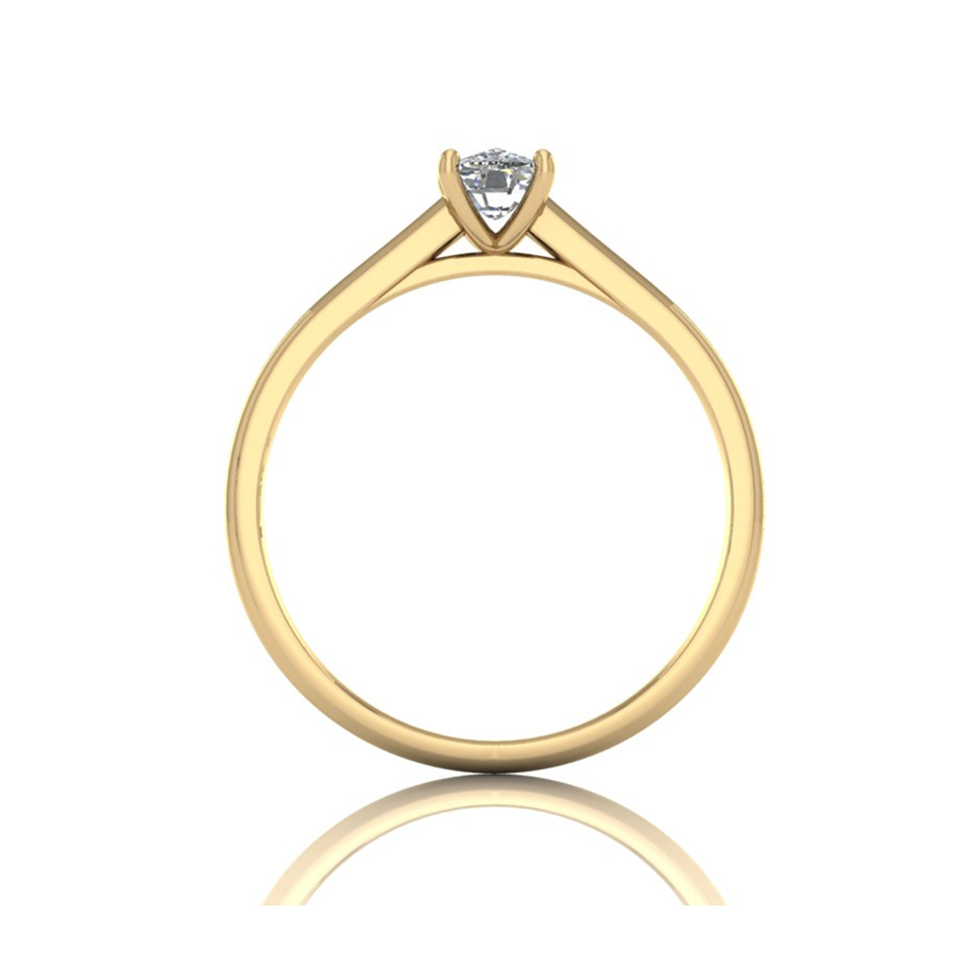 18k yellow gold  0,80 ct 4 prongs solitaire elongated cushion cut diamond engagement ring with whisper thin band