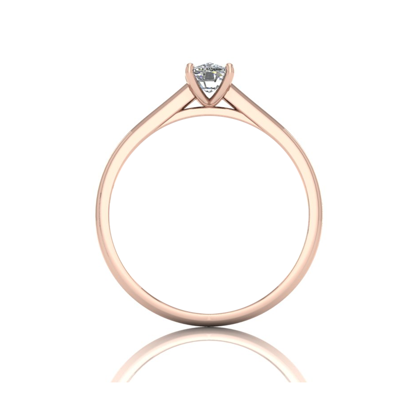 18k rose gold 0,80 ct 4 prongs solitaire elongated cushion cut diamond engagement ring with whisper thin band