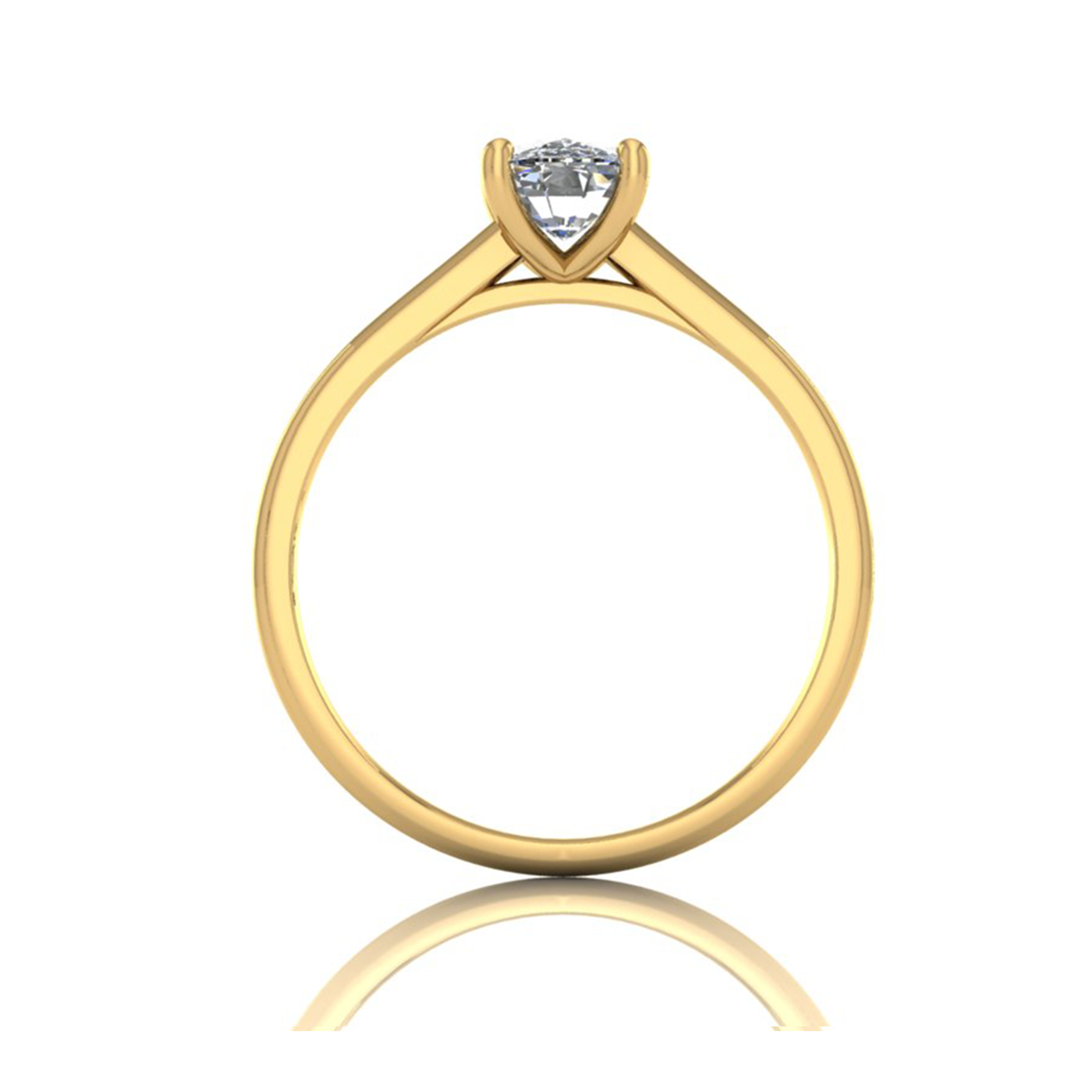 18k yellow gold 1,20 ct 4 prongs solitaire elongated cushion cut diamond engagement ring with whisper thin band