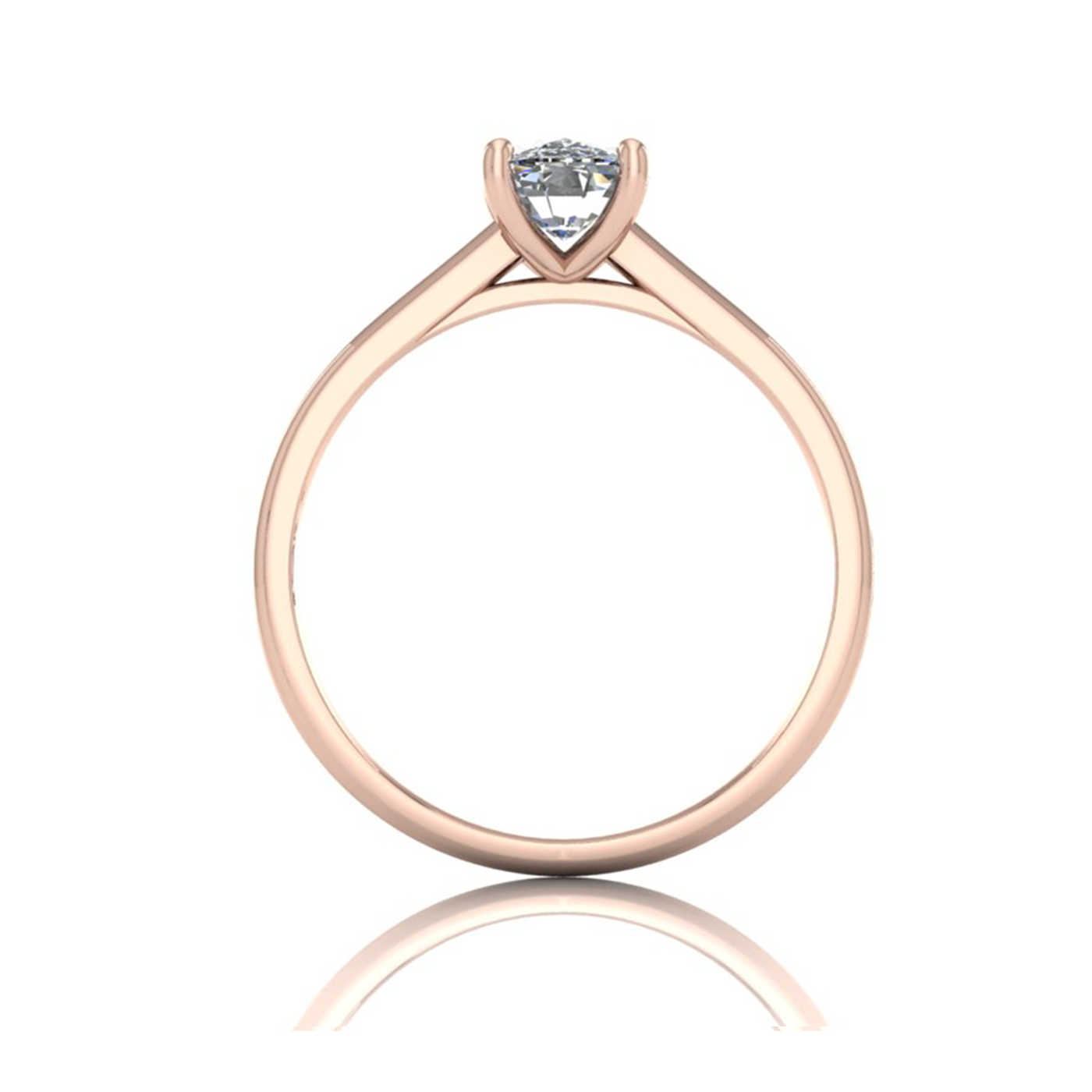18k rose gold 1,20 ct 4 prongs solitaire elongated cushion cut diamond engagement ring with whisper thin band Photos & images