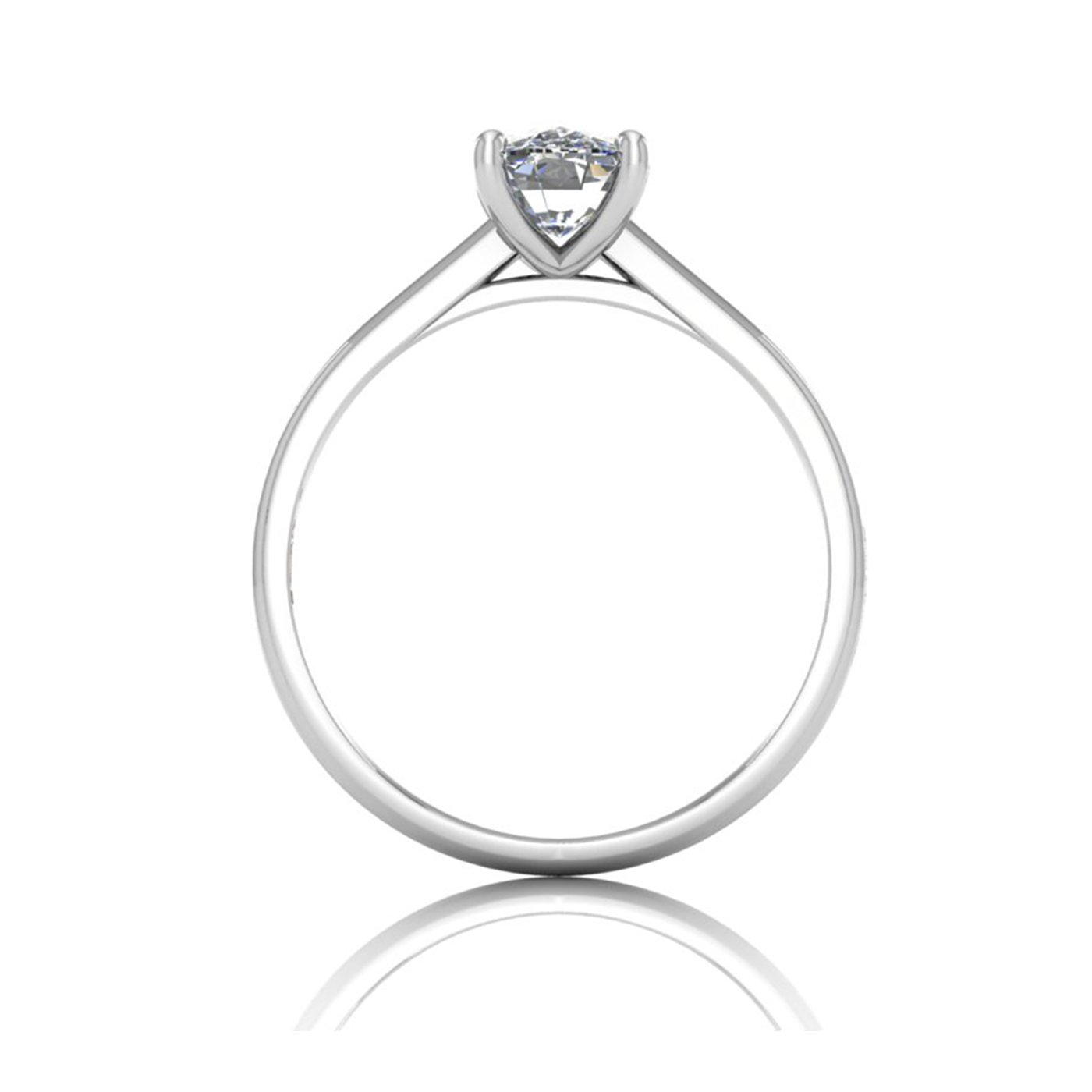 18k white gold  1.50 ct 4 prongs solitaire elongated cushion cut diamond engagement ring with whisper thin band