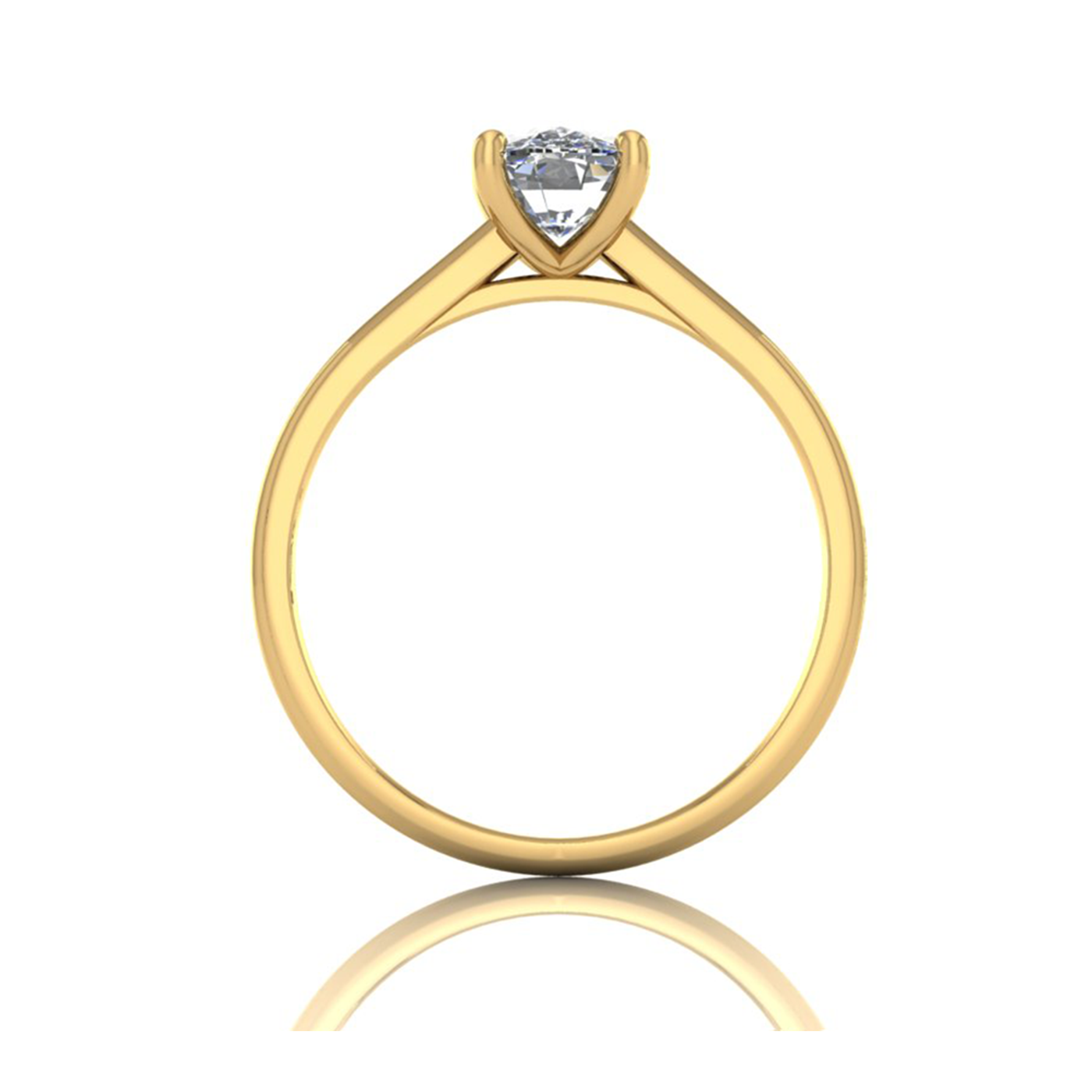18k yellow gold  1.50 ct 4 prongs solitaire elongated cushion cut diamond engagement ring with whisper thin band