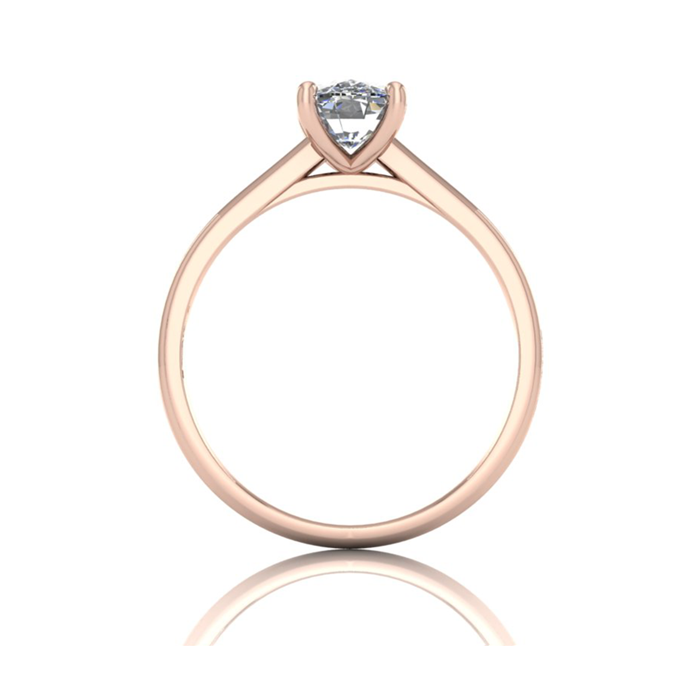 18k rose gold  1.50 ct 4 prongs solitaire elongated cushion cut diamond engagement ring with whisper thin band