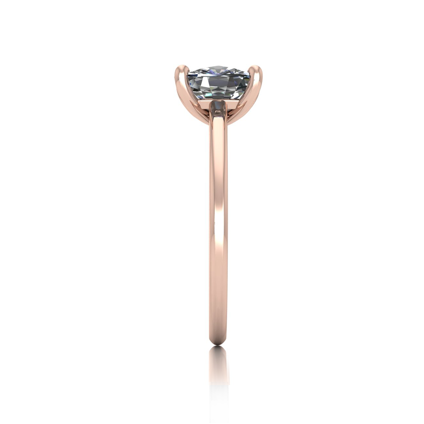 18k rose gold  2.00 ct 4 prongs solitaire elongated cushion cut diamond engagement ring with whisper thin band