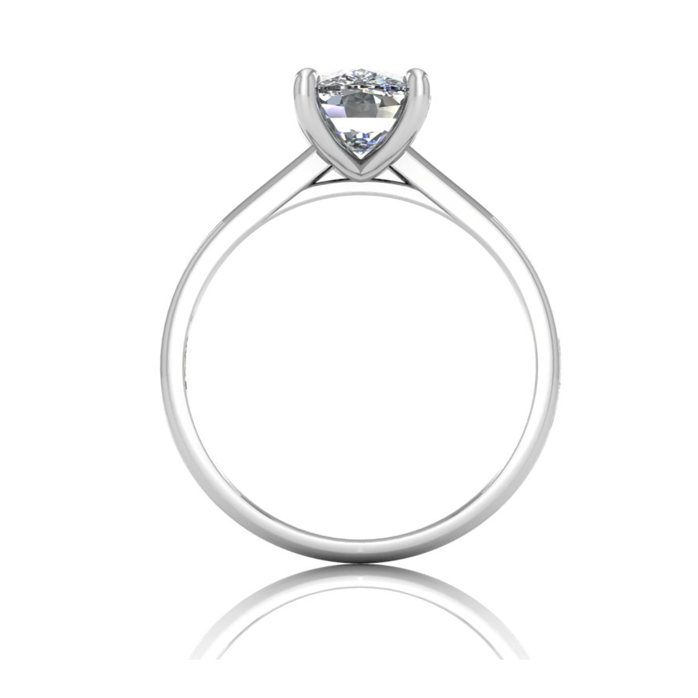 18k white gold  2.50 ct 4 prongs solitaire elongated cushion cut diamond engagement ring with whisper thin band