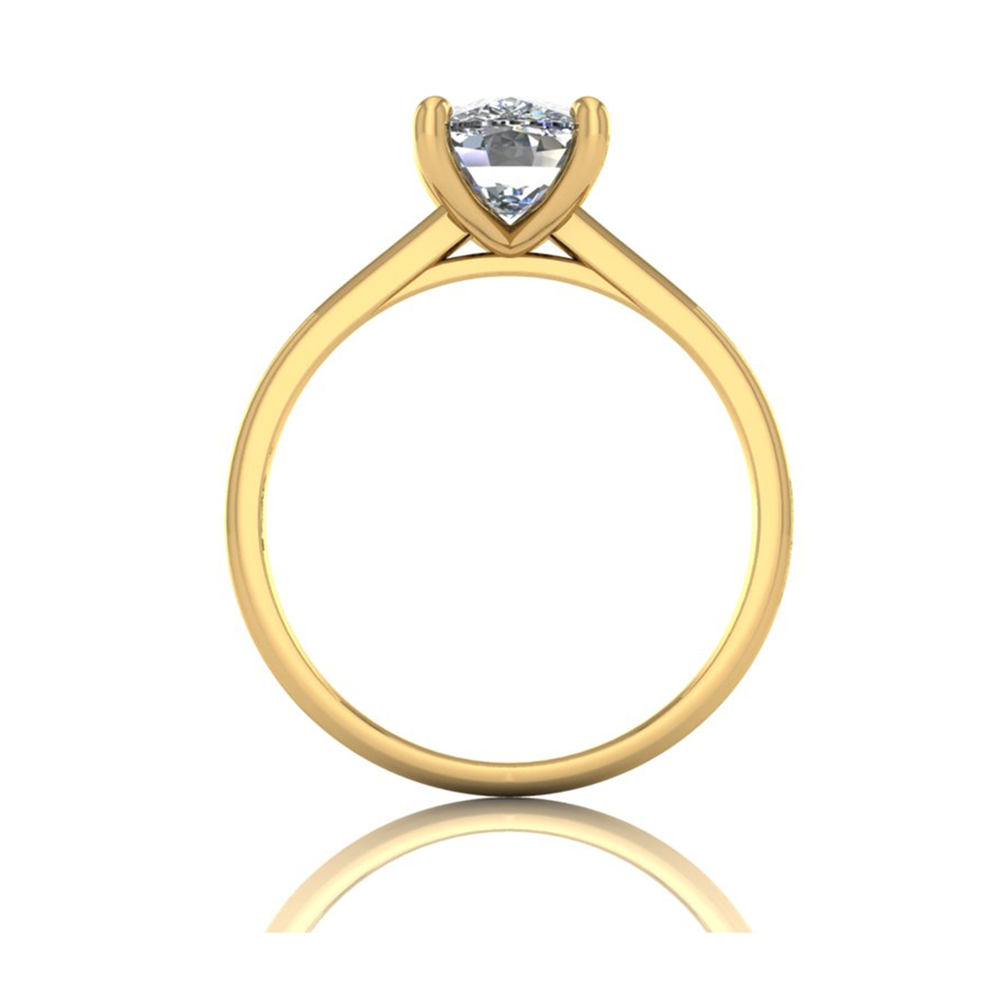 18k yellow gold  2.50 ct 4 prongs solitaire elongated cushion cut diamond engagement ring with whisper thin band