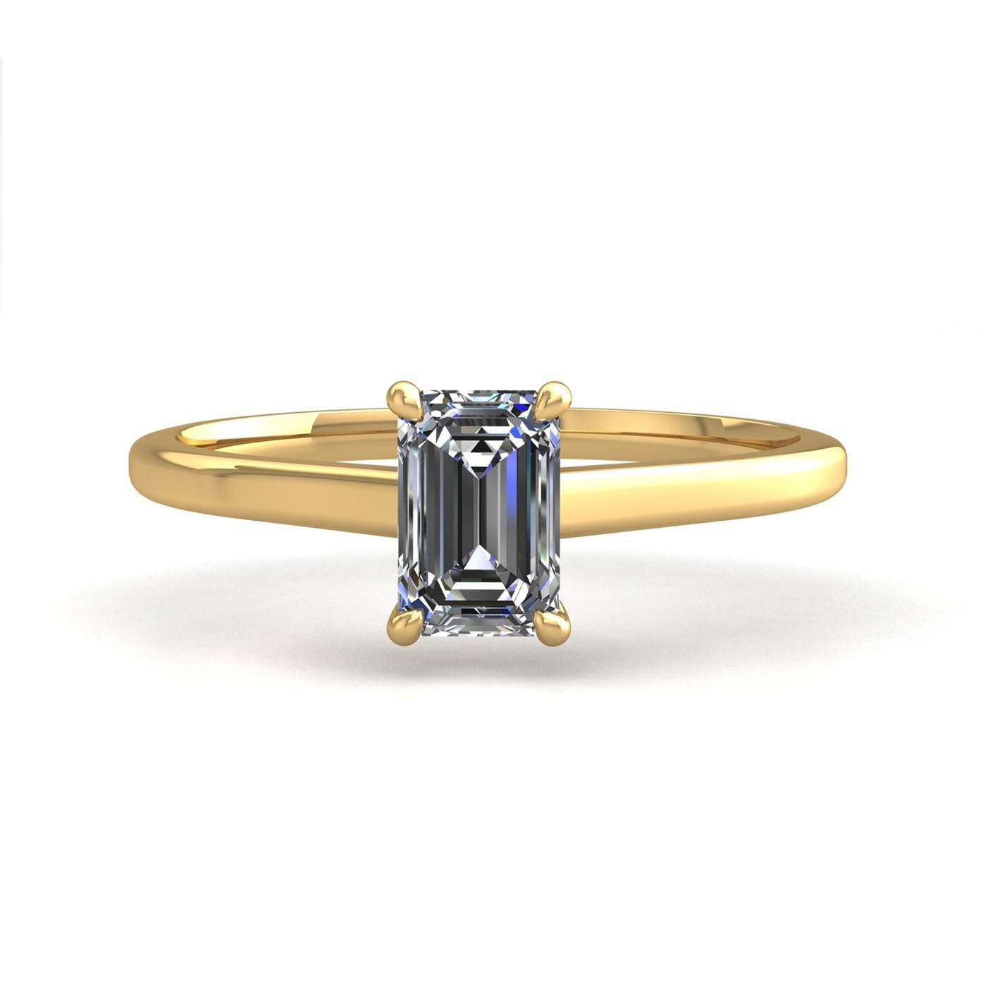 18k rose gold  0,50 ct 4 prongs solitaire emerald cut diamond engagement ring with whisper thin band Photos & images