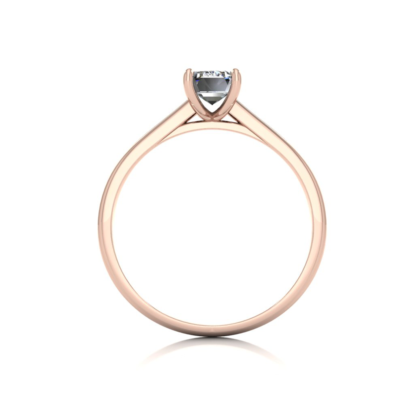 18k rose gold  0,80 ct 4 prongs solitaire emerald cut diamond engagement ring with whisper thin band