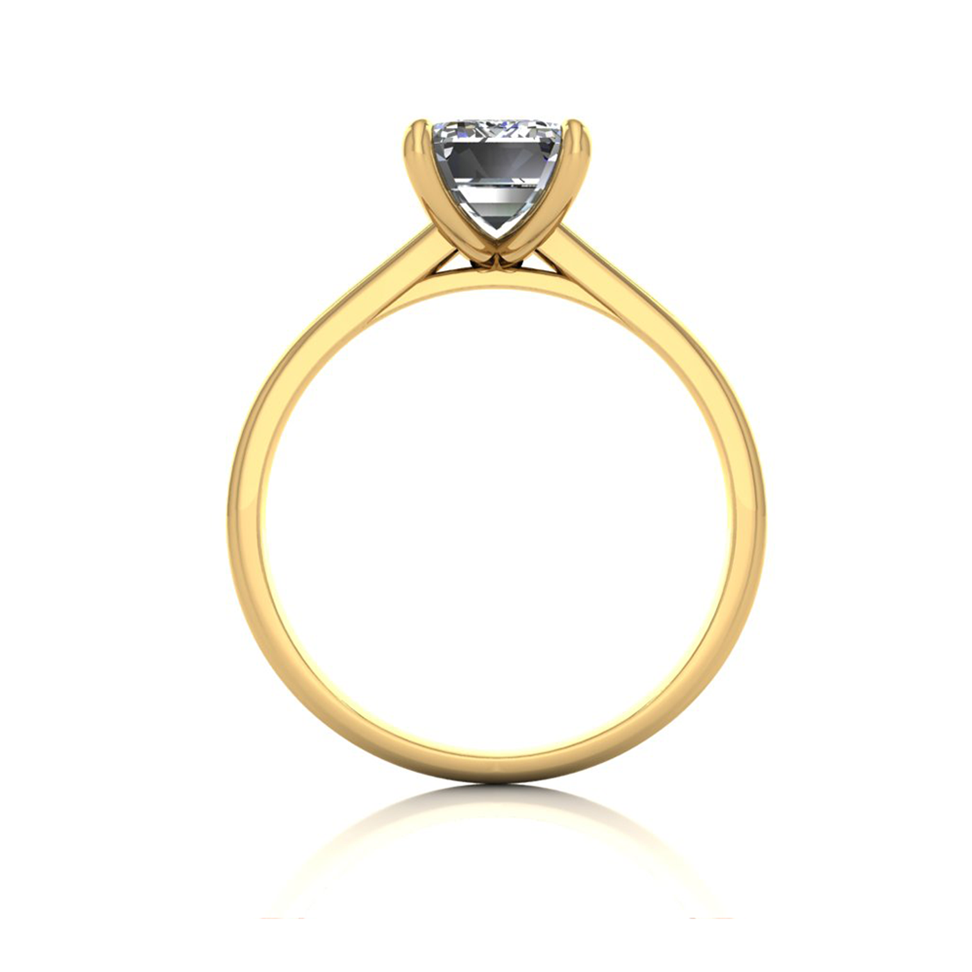 18k yellow gold 4 prongs emerald shape diamond ring