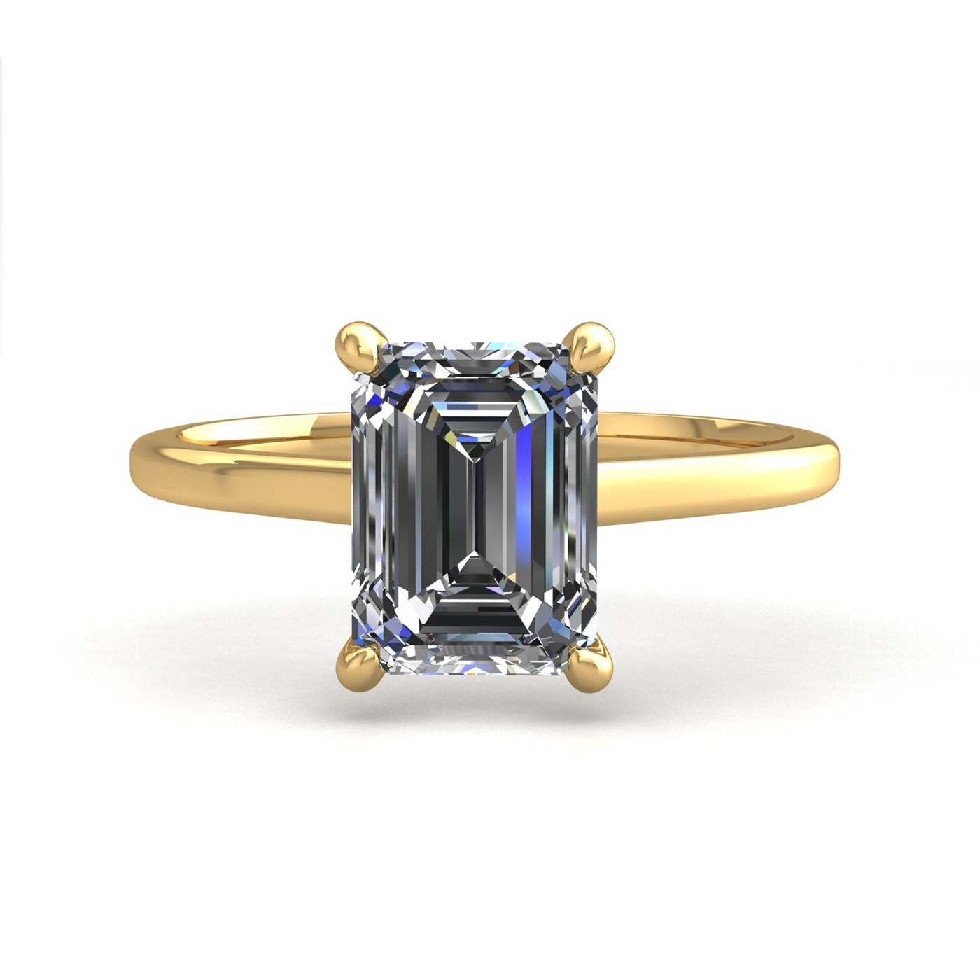 18k rose gold 4 prongs emerald shape diamond ring Photos & images