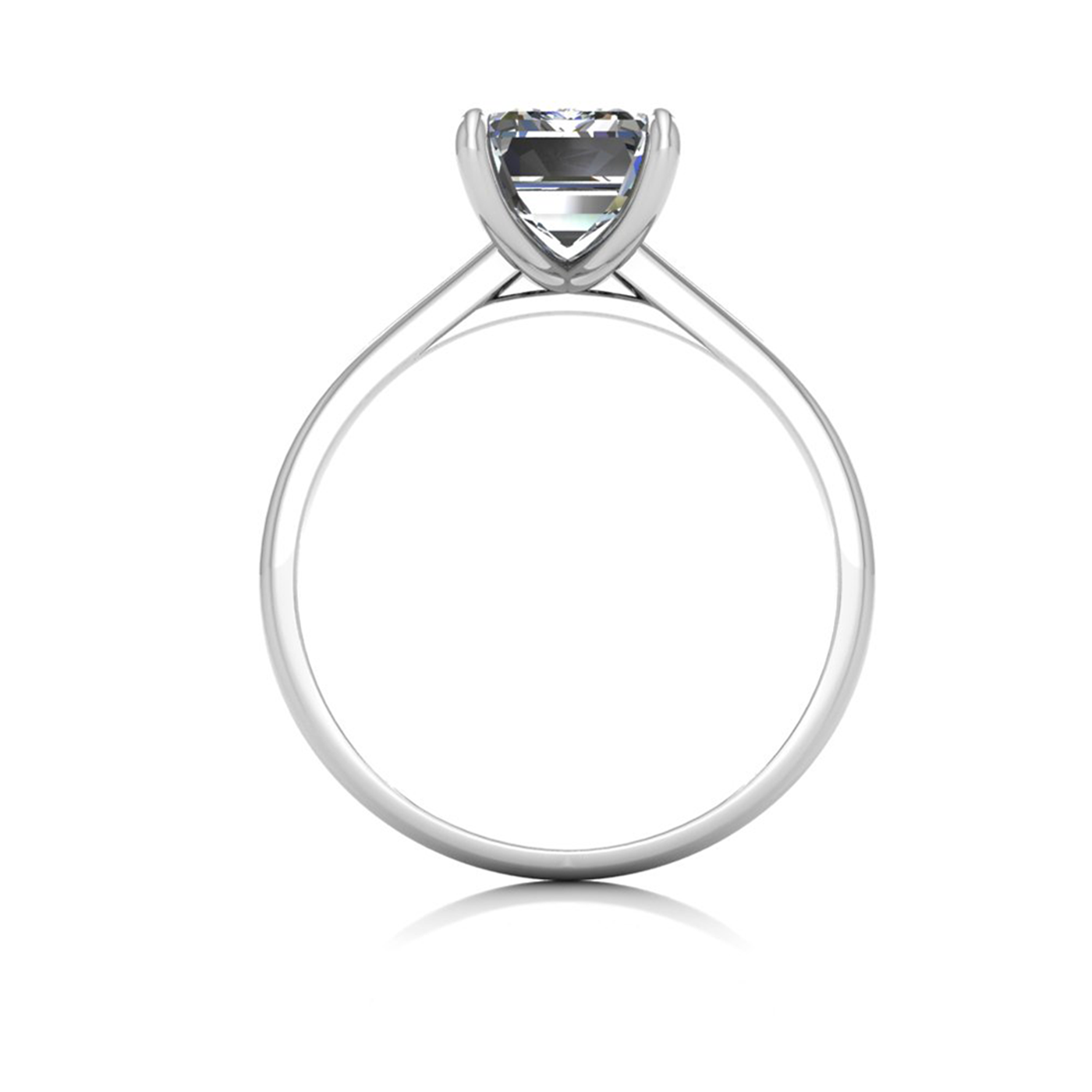 18k white gold 4 prongs emerald shape diamond ring
