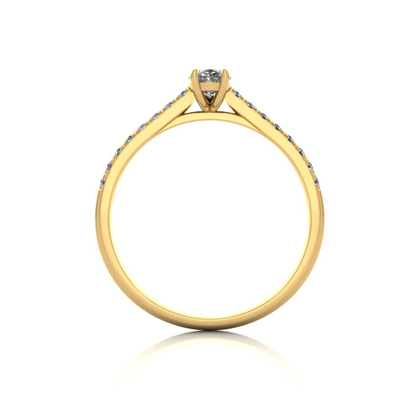 18k yellow gold  0,30 ct 3 prongs pear diamond engagement ring with whisper thin pavÉ set band