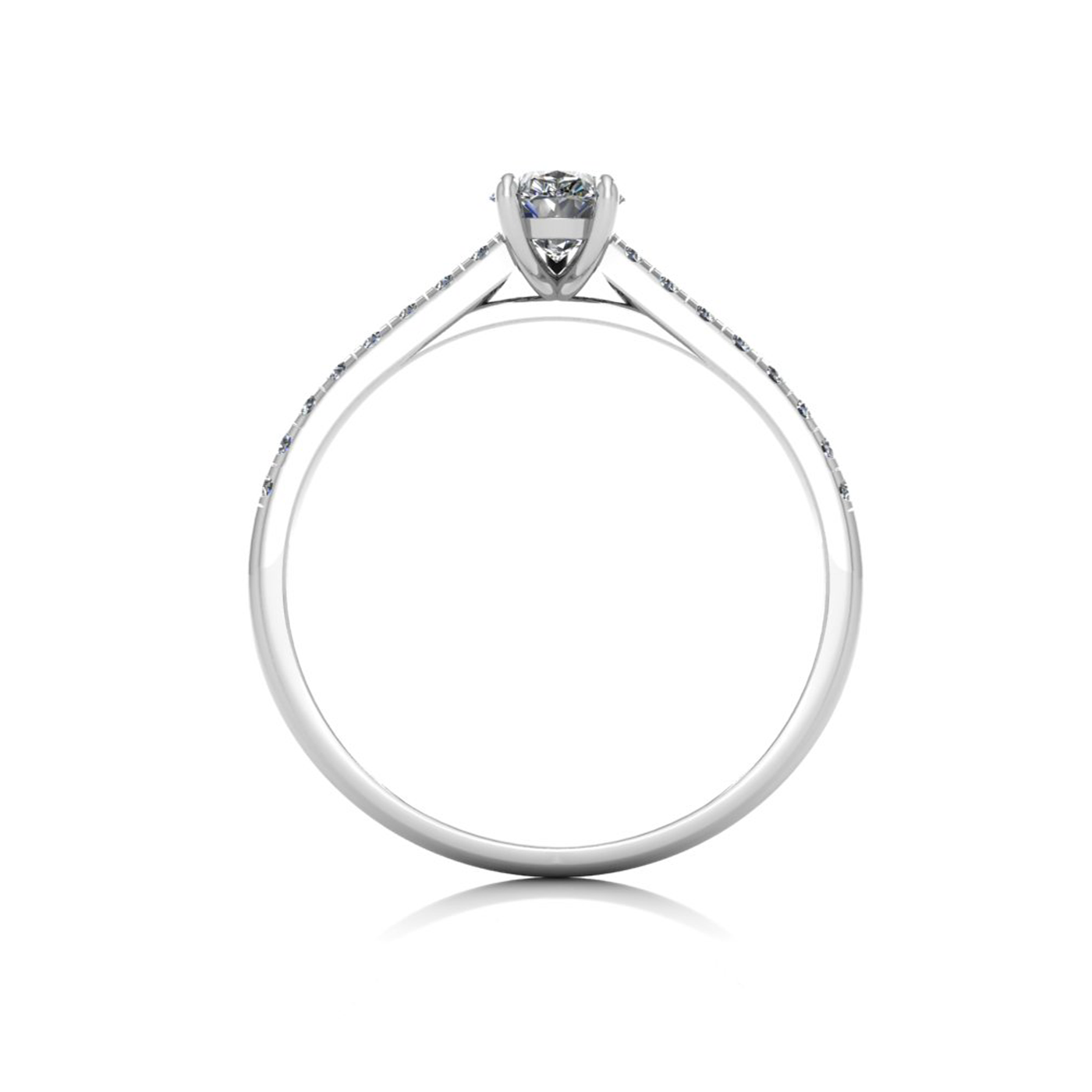 18k white gold  0,50 ct 3 prongs pear diamond engagement ring with whisper thin pavÉ set band