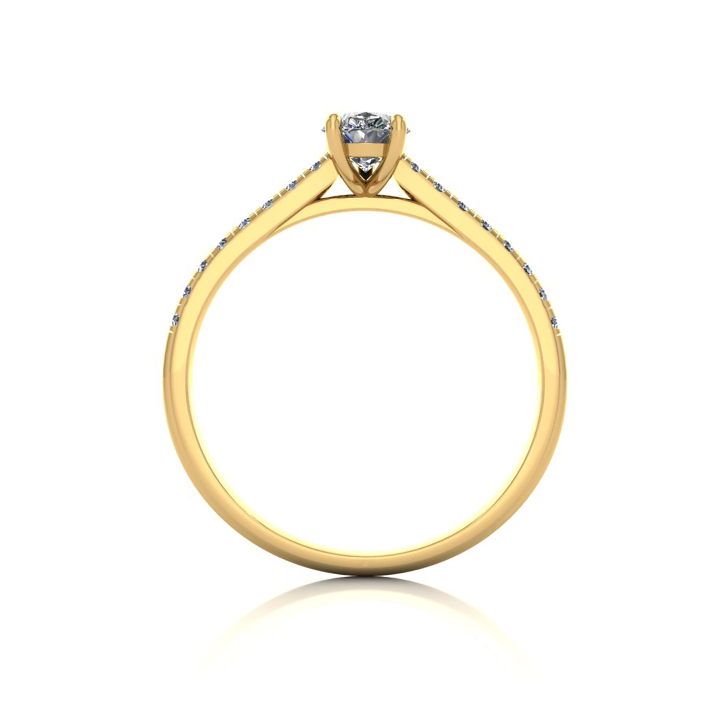 18k yellow gold  0.50ct 3 prongs pear diamond engagement ring with whisper thin pavÉ set band
